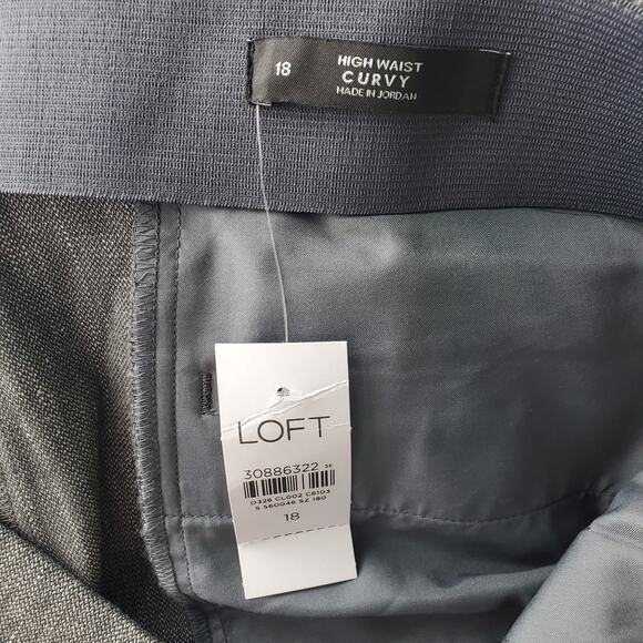 Loft Womens Gray High Waist Curvy Flat Front Trousers Dress Pants Size 18 - Picture 4 of 6